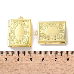 ラックメッキ真鍮製ロケットペンダント  長持ちメッキ  鉛フリー＆カドミウムフリー  楕円形の模様を持つ長方形  ゴールドカラー  26x19x5mm  穴：1.8mm  内径：15x10mm&nbsp;KK-F090-04G