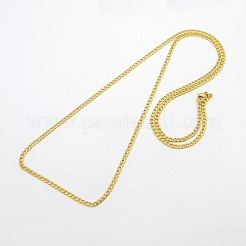 304ステンレススチールカーブチェーンネックレス  カニカン付き  ゴールドカラー  29.5インチ（74.9cm）&nbsp;STAS-O037-95G