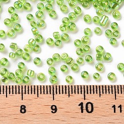 ラウンドガラスシードビーズ  透明色の虹  ラウンド  緑黄  12/0  2mm  穴：1mm  約30000個/ポンド&nbsp;SEED-A007-2mm-164