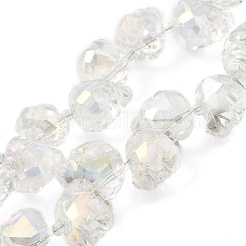 透明電気メッキガラスビーズ連売り  虹メッキ  ファセット頭蓋骨  クリアAB  15x13x13.5mm  穴：1.4mm  約48~50個/連  22.83~23.23インチ（58~59cm）&nbsp;GLAA-G104-02C