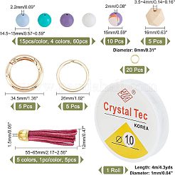 DIYチャームキーホルダーリストレット作成キット  シリコン＆ウッドラウンドビーズを含む  真鍮製スエードタッセル  合金スプリットキーリング＆スプリングゲートリング  ミックスカラー  分割キーリング: 5 個/バッグ&nbsp;DIY-CA0004-51