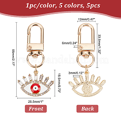 5Pcs 5 Colors Evil Eye Alloy Enamel Pendant Decorations&nbsp;KEYC-AR0001-18