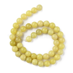 天然石レモンジェイド翡翠ビーズ連売り  ラウンド  8mm  穴：0.8mm  約44~47個/連  14.80~14.96インチ（37.6~38cm）&nbsp;G-G0003-C02-B