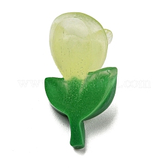 蓄光樹脂カボション  暗闇で光る  花  ライトゴールデンロッドイエロー  25.8x15.4x10.8mm&nbsp;RESI-E047-01B