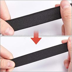 超幅広の厚手の平らなゴムバンド  ウェビング衣類縫製アクセサリー  ブラック  20mm&nbsp;EC-WH0003-12A