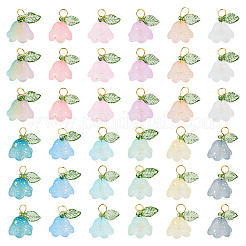 72Pcs 12 Colors Glass & Acylic Flower Pendants&nbsp;PALLOY-TAC0259