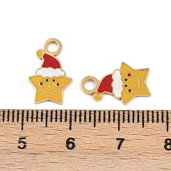 304ステンレススチールエナメルペンダント  イオンプレーティング（ip）  クリスマステーマ  18KGP本金メッキ  スター  15x9.5x1mm  穴：2.2mm&nbsp;STAS-G357-01G-06