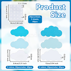 雲型クラフトカード用紙120枚  ゴム製ステッカー3枚付き  ミックスカラー  50~52x84~100x0.2mm&nbsp;DIY-OC0014-DD