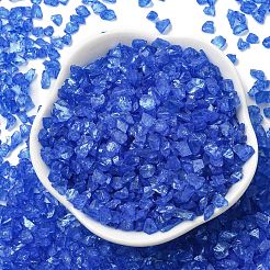 光る砕いたガラス工芸品  不規則なガラスチップ  diyの花瓶フィラー庭の装飾用  ミディアムブルー  4.5~11.5x1.5~3x2.5mm&nbsp;GLAA-F124-C05