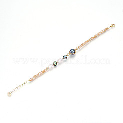 Natural Abalone Shell & Freshwater Pearl & Shell Bead Bracelets&nbsp;BJEW-N031-03G