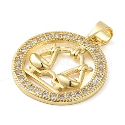 Rack Plating Brass Micro Pave Cubic Zirconia Pendants&nbsp;KK-P241-01G