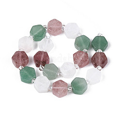 Natural Strawberry Quartz & Rainbow Moonstone & Green Aventurine Beads Strands&nbsp;G-T144-17A-02