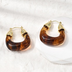 Brass Resin Hoop Earrings&nbsp;EJEW-P333-11D-G02