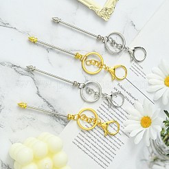4 個 2 色合金バービーズキーホルダージュエリーメイキング diy 工芸品  合金カニカンと鉄リング付き  弾丸  プラチナ·ゴールデン  11.5cm  2個/カラー&nbsp;KEYC-CJ0001-08