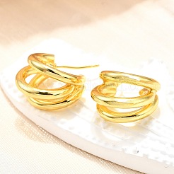 Brass Half Hoop Earrings&nbsp;EJEW-A056-09G