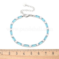 女性用304ステンレススチールラインストーンカップリンクブレスレット  ガラスと  ミックスカラー  6-3/4インチ（17.1cm）&nbsp;BJEW-F488-20P