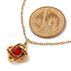 PVD Vacuum Plating 304 Stainless Steel Hyacinth Rhinestone Criss-cross Pendant Cable Chain Necklaces for Women&nbsp;STAS-Z114-21G