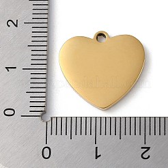 イオンプレーティング（IP）304ステンレスペンダント  ハートチャーム  ゴールドカラー  17x18x2mm  穴：1.6mm&nbsp;STAS-D025-01G-02