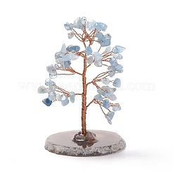 Natural Aquamarine Chips & Agate Pedestal Display Decorations&nbsp;DJEW-A001-04H