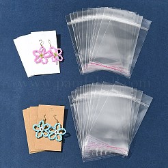 紙製ディスプレイカード50枚  ピアスに使用  長方形  セロハンバッグ付き  ホワイト  9x5x0.01cm&nbsp;CDIS-FS0001-14A