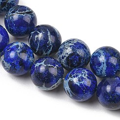 染色された天然インペリアルジャスパービーズの連  スムーズなラウンド  ミッドナイトブルー  14mm  穴：1mm  約28個/連  15.35''（39センチメートル）&nbsp;GG-CBAF9E5-A01-14mm-B