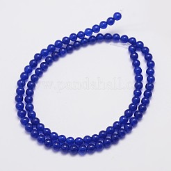 天然石&染め加工マレーシアジェイドビーズ連売り  ラウンド  ミッドナイトブルー  4mm  穴：0.8mm  約92個/連  15インチ&nbsp;X-G-A146-4mm-A22