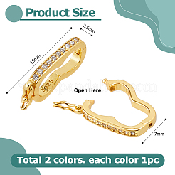 2Pcs 2 Colors 925 Sterling Silver Rhinestone Twister Clasps&nbsp;STER-HS0001-09
