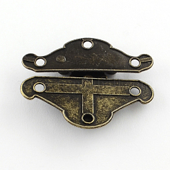 木箱ロックキャッチクラスプ  ジュエリーボックスラッチハスプロッククラスプ  アンティークブロンズ  38x49x7.5mm  穴：3mm&nbsp;IFIN-R203-48AB