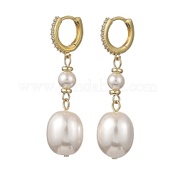 Oval Shell Pearl Drop Earrings&nbsp;EJEW-JE07361-01