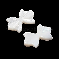 天然の白い貝殻の彫刻ビーズ  蝶結び  ホワイト  10x15x2.5mm  穴：0.9mm&nbsp;SSHEL-I026-23A