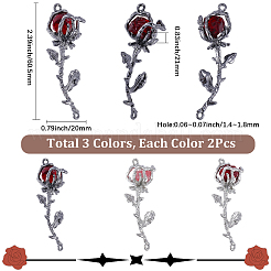 6Pcs 3 Colors Alloy Rose Flower Connector Charms&nbsp;FIND-SC0023-30