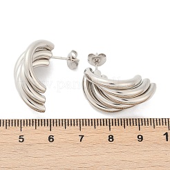 201ステンレススチールスタッドピアス  304ステンレスピン付き  バナナ  ステンレス鋼色  25x15.5mm&nbsp;EJEW-Q026-23P