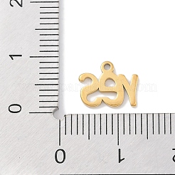 304ステンレススチールチャーム  レーザー切断  言葉はい魅力  ゴールドカラー  8x10x1mm  穴：1mm&nbsp;STAS-K286-02A-G