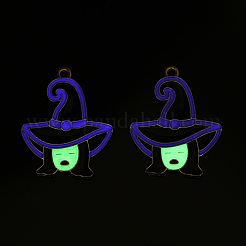 Halloween Theme Rack Plating Luminous Alloy Enamel Pendants&nbsp;ENAM-N056-235P-1
