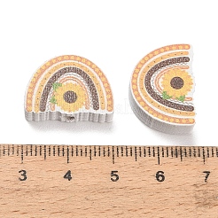 プリントウッドビーズ  花  14.5x19.5x6mm  穴：3mm&nbsp;WOOD-D289-02H