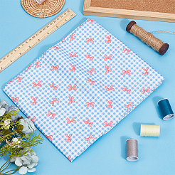 蝶結びとタータン柄のコットン生地  服飾材料  DIYの工芸品について  ブルー  1000x1600x0.2mm&nbsp;DIY-WH0890-31B