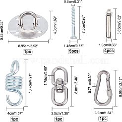 201ステンレススチールスイングフック  ヨガ固定プレートアクセサリー  304ステンレススチールロック付き  スイングスポーツ用品用ネジ  ステンレス鋼色  89.5x43mm  穴：8.5mm&nbsp;STAS-WH0023-78