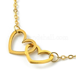 Alloy Interflocking Heart Link Bracelet with Brass Cable Chains&nbsp;BJEW-JB09797
