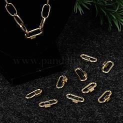 真鍮製ネジカラビナロックチャーム  ネックレス作り用  オーバル  ゴールドカラー  20x11.5x2mm  ネジ:6.5x6.5mm&nbsp;X-KK-T047-08G