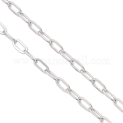 2.5mm 304ステンレススチールペーパークリップチェーンスライダーネックレスの作り方  ロブスタープロングクラスプと真鍮ビーズ付き  ステンレス鋼色  20.47インチ（52cm）&nbsp;AJEW-JB01408