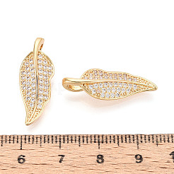 Brass Pave Clear Cubic Zirconia Pendants&nbsp;KK-T074-93A-G
