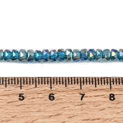 電気メッキガラスビーズセット  パール光沢メッキ  多面カット  ロンデル  スチールブルー  2.4~3.2x4mm  穴：1mm  約147~152個/連  39~45cm&nbsp;GLAA-Q105-03R