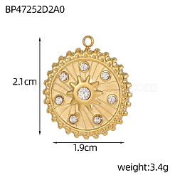 304 Stainless Steel Micro Pave Cubic Zirconia Pendants&nbsp;STAS-OY007-48G
