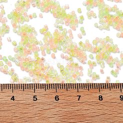透明な色のガラスシードビーズ  丸い穴  ABカラーメッキ  シリンダー  ライトカーキ  1.6x1.3mm  穴：0.8mm  約60000個/ポンド&nbsp;SEED-H003-01H