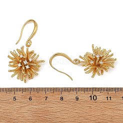 真鍮マイクロパヴェクリアキュービックジルコニアダングルイヤリング（女性用）  花  ゴールドカラー  45x23mm&nbsp;EJEW-JE07502