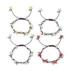 4Pcs Round Natural Quartz Crystal Braided Bead Bracelets&nbsp;BJEW-TA00593