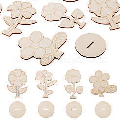 20Pcs 4 Styles Flower Unfinished Wood Display Decorations for DIY Painting Decoration Crafts&nbsp;DJEW-TA0001-38
