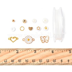 キットを作るDIYブレスレット  ABSプラスチックイミテーションパールビーズを含む  ポリマークレイビーズ  CCBプラスチックビーズ  アクリルビーズ  合金エナメルチャーム  ジャンプリングを開く  伸縮性のある糸  ミックスカラー  7.5~8mm  穴：2.3mm&nbsp;DIY-FS0009-86
