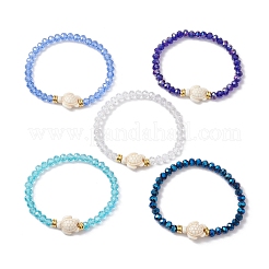 10Pcs 10 Styles Faceted Glass & Handmade Polymer Clay Breaded Stretch Bracelets&nbsp;BJEW-JB10259