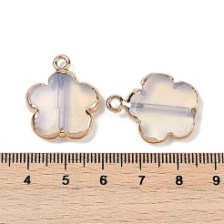 オパールペンダント  真鍮製の金具が付いた花のチャーム  ゴールドカラー  23~24x21x6mm  穴：1.8mm&nbsp;G-P566-01G-03